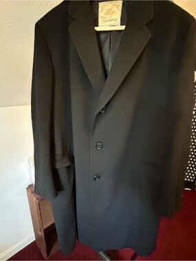 100% cashmere Premium Men's Black Overcoat - Classic Single-Breasted